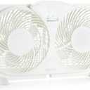 Amazon Basics Twin Window Fan for Home Bedroom, 9 inch, Reversible Airflow, Exhaust Mode, Expandable Side Panels, Width Adjustable, 2 Speeds, Air Circulation, 68W, White