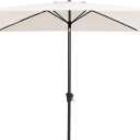 JEAREY 6.5x10ft Olefin Rectangular Patio Umbrella, Rectangle Outdoor Umbrellas with Auto Tilt Crank System, Market Table Umbrella UV Protection Fade-Resistant for Pool Deck Garden Yard, Cream White