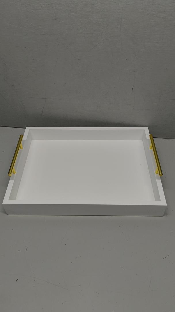16"x12" Serving Trays with Handles, White Decorative Serving Tray, Ottoman Trays, Living Room, Bathroom, and Outdoors Decorative Trays (White)