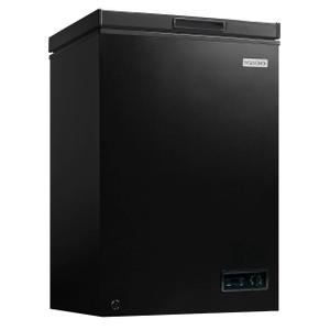Igloo 3.5 Cu Ft. Upright Deep Freezer Chest- Deep Freezer with Quick Freezing System & Adjustable Thermostat- Low Noise Freezer with Removable Basket & LED Lights for Homes, Garages & Basements- Black
