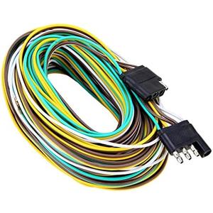 Serlainxin 50Foot 4Pin 5Wire Trailer Wire Harness, Premium Towing Wiring Solution, Extended Length Boat Trailer Wiring Kit, 4-Way Trailer Light Wire Brown/Green/Yellow/White for RV Boat Marine