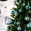 Senjie Green Shatterproof Christmas Ball Ornaments, 32 Pcs, Plastic, Wedding & Christmas, Hanging