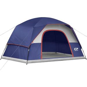 CAMPROS CP Tent 6 Person, Waterproof Windproof Double Layer Family Dome Tent, Easy Setup with Large Mesh Windows & Wide Door for Camping