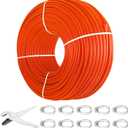 VEVOR PEX-B Pipe 1/2 Inch x 1000 Feet,Oxygen Barrier Flexible Pipe Tubing,Red for Hydronic Radiant EVOH Floor Heating, Water Plumbing Applications with Cutter& Clamps