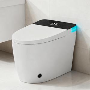 Smart Toilet with Heated Seat & Dual Auto Flush, Foot Sensor, Tankless One-Piece Electric Toilet with Manual Soft-Close Seat & Lid, Night Light, LED Display & 1000g Powerful Flush, 0.8/1.28GPF