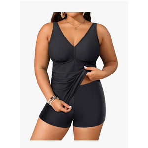 Yonique Womens Plus Size Swimsuits with Shorts Tummy Control Tankini Two Piece Bathing Suits Athletic Swimwear Size XL