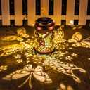 Fairy Solar Lanterns Outdoor Waterproof,Hanging Butterfly Lights Mothers Day Gifts for Women Mom Grandma Hollow Out Metal Lantern Decorative Summer Garden Decor for Patio,Yard,Porch,Pathway