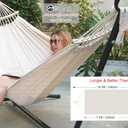 GOCAN Double Hammock 2 Person Large 220x150cm with Steel Stand and Removable Spreader bar Load 500lb, Canvas Cotton Hammocks for Patio Porch Garden Backyard Outdoor and Indoor