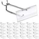 Thyle 50 Pcs Metal Scan Hook with Label Holder for 1/8" to 1/4" Pegboard, Peg Board Hooks with Price Tag, Pegboard Wall Accessories, Metal Hooks for Home Garage Retail Display Supplies (4 Inch)