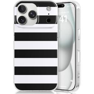 2 x Compatible with iPhone 17 Pro Case for Women, Cute Classic Stripe Minimalist Design, Slim Hard PC Black Protective Cover-Classic Stripe