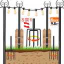 4 Pack 9.8 FT Light Poles Stand for Outside Garden,Metal Poles for Hanging Outdoor Light Strings Patio,Wedding,Backyard,Deck,Party