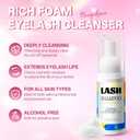 Buqikma Lash Shampoo Kit, Eyelash Extension Cleanser, Pink, 2.02Fl oz | Includes USB Rechargeable Lash Fan, Cleansing Brush, Rinse Bottle & 50 Mascara Wands for Complete Lash Aftercare