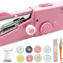 Handheld Sewing Machine Electric Sewing Mini Portable Sewing Machine Suitable for Beginners Sewing Clothes Family Travel DIY (Pink)