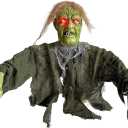 Halloween Outdoor Decoration Luminous Green Face Zombie Ground Plug, Electronic Animation Zombie Prop, with Glowing Red Eyes, for Cemetery Lawn Yard Haunted House