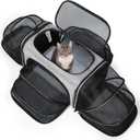 Siivton Cat Carrier,4 Sided Expandable Pet Carrier for Travel,Collapsible Soft-Sided Carriers with Removable Fleece Pad and Shoulder Straps,Airline Approved(17.5"x 11"x 11")