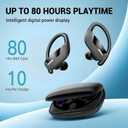 Occiam Sport Wireless Earbuds Bluetooth Headphones 80hrs Playtime Deep Bass Ear Buds with Earhook Noise Cancelling Mic Waterproof Earphones for Workout Running Black