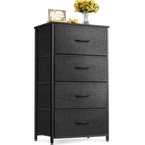 ODK Dresser for Bedroom with 4 Storage Drawers, Small Dresser Chest of Fabric Drawers with Sturdy Steel Frame, Wood Top, Black ODK Dresser for Bedroom with 4 Storage Drawers, Small Dresser Chest of Fabric Drawers with Sturdy Steel Frame, Wood Top, Black