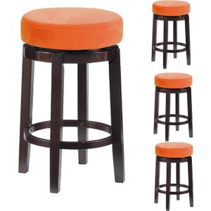 Deisy Dee 4pcs Velvet Stretch Round Bar Stool Seat Covers,Barstool Covers Slipcovers for 15.5-20 inch Stool Chair (4, Orange, 15.5-20 INCH)