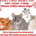 X-Large 31"x18.5"x53.5"H Deluxe Double Unit 4-Tiers Tight 1/2-Inch Bar Spacing Large Front Doors Water Bottle Food Bowl Feisty Ferret Hammock Squirrel Chinchilla Rat Small Animal Critter Rolling Cage
