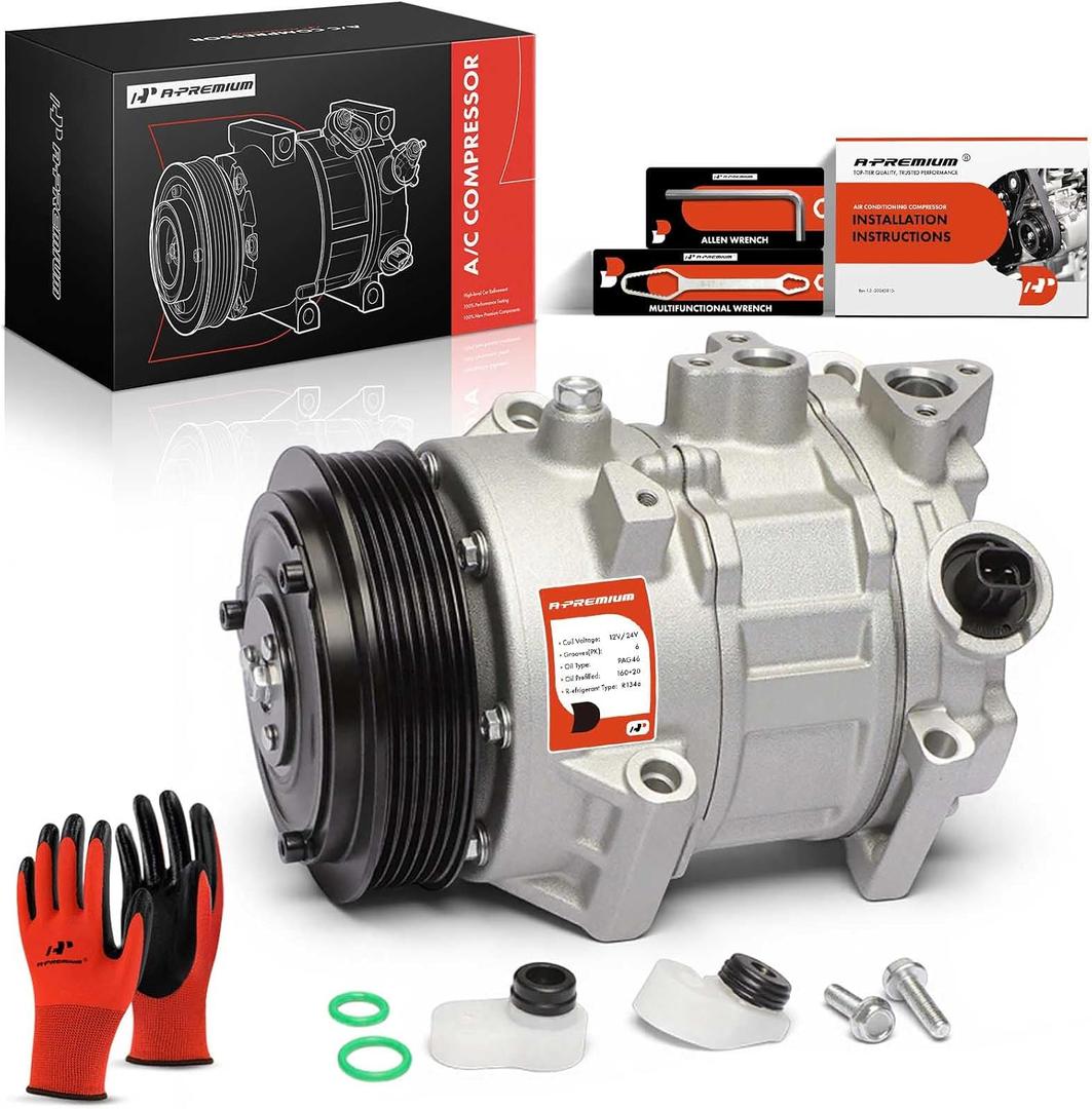 A-Premium Air Conditioner AC Compressor with Clutch Compatible with Lexus ES250 21-23, NX200t 15-17, NX300 18-21, NX300h 2021, RX350 2023 & Toyota Avalon 21, Camry 18-23, Highlander 14-19, RAV4 19-23