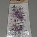 Peacoblue Rub on Transfer Sticker for Furniture Crafts Decor 6"x12" Pink and Purple Flowers, 3Pcs Waterproof UV DTF Transfer for Lingerie Chests Drawer Dresser Glass Porcelain Wood Plastic