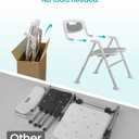 Folding Shower Chair for Inside Shower with Arms and Back, 400 LBS Foldable Bath Seat for Elderly Seniors & Disabled, Heavy Duty Portable Shower Stool with U-Shape Cutout & 6-Level Height (Gray)
