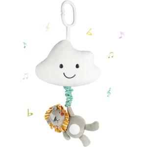 Baby Hanging Musical Toy with Music Box, Baby Lullaby Pull Musical Sensory Toys for Babies Boys and Girls, Clip On Babies Pram Pushchair Cribs Strollers Car Seats Toys, Cloud