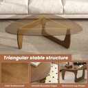 Mid Century Modern Coffee Table - Walnut Solid Wood Coffee Table for Living Room, Small Unique Triangle Wooden Center Tables, Oval Funky Tea Tables Suitable for Bedroom Home (35.4 * 23.6 * 16.5in), 35.4x23.6x16.5 Inch