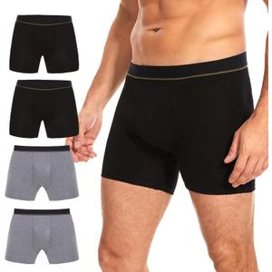 Washable Incontinence Boxer Briefs for Men - Cotton Urinary Leakproof Underwear with Fly, Enhanced Front & Rear Protection 150 ml Absorbency (3 Pack, 2XL, 2 Black + 2 Gray)