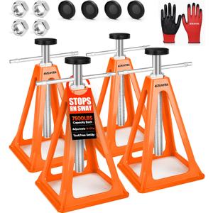 4-Pack RV Stabilizer Jacks Each Supports Up to 7500 Lbs, Adjustable 11"17", Heavy Duty Aluminum with Spare Nuts, Rubber Pads & Gloves for Travel Trailer Camper, Motorhome