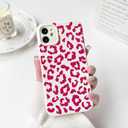 NITITOP Compatible with iPhone 12 Case Aesthetic Cute Leopard Print Pattern for Women Girls Men Trendy Slim Fit TPU Bumper Silicone Shockproof Full Camera Protection Cover - Rose Pink