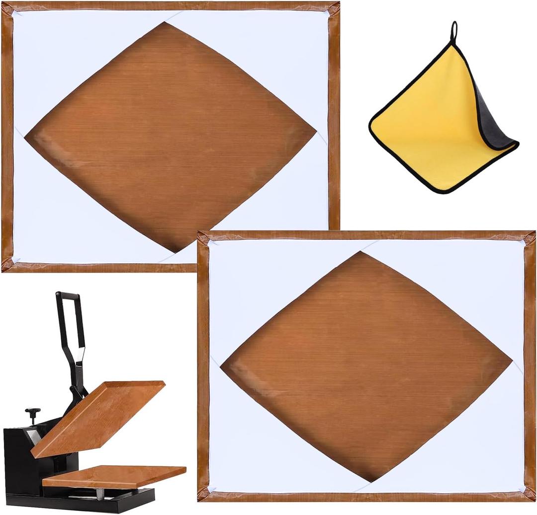 2 Pcs Heat Press Platen Cover 16 x 20 Inch Teflon Sheets Protector Reusable Platen Wrap Cover for Sublimation Heat Pressing Machine Plate from Scratches, Residue