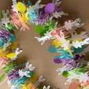 33 Feet Easter Tinsel Garland, Colorful Sequin Spring Decoration in Pink/Yellow/Blue/Green/White, Festive Hanging Floral Decor for Mantel, Tree Stand, Party, Indoor & Outdoor Use