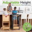 OCODILE Toddler Tower with a Sliding Door and 3 Adjustable Heights - Safe Toddler Kitchen Stool Helper with Support Feet - Updated Design for 18+ Months to 6-Year-Old Kids - Gray