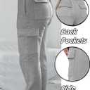 Cargo Sweatpants Women Wide Leg High Waisted Sweat Pants with Pockets Womens Lounge Casual Joggers (Gray, XXL)