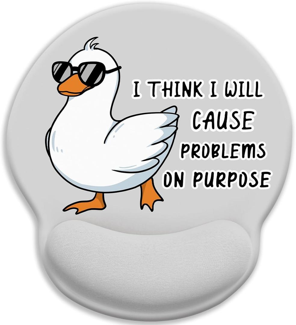 LIMKRIAN Funny Duck Ergonomic Mouse Pad with Wrist Rest, Mouse Pads for Desk, Gaming Mouse Pad Wrist Support, Cute Mousepad with Non-Slip Pain Relief PU Base, Cute Home Office Desk Accessories Decor