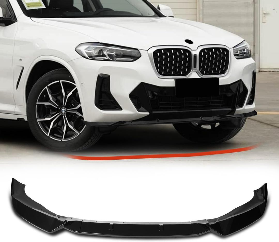 Front Bumper Lip Spoiler for BMW X3 X4 2022-2025 M Pack, Chin Air Splitter for G01/G02 LCI, 3rd gen xDrive sDrive 30i/20d/30d/M40i/M M Sport MP, Glossy Black