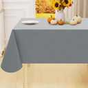 Smiry Rectangle Table Cloth 60x84 Inch, Waterproof Wipeable Vinyl Tablecloths Protector, Oil Spill Proof Plastic Table Cover for Dining, Picnic, Camping, Outdoor, Grey