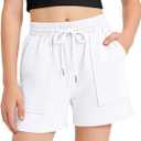 BOOPH Girls Casual Cargo Shorts Athletic Running Shorts with Pockets for Kids Summer 5-14 Years (White)