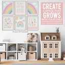 Hadley Designs 6 Rainbow Wall Decor  Pastel Rainbow Wall Art Posters for Nursery & Bathroom, Colorful Unframed Magical Room Decor Prints for Toddler & Girls' Bedroom