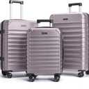 LIGHT FLIGHT Luggage Sets, 3 Piece Durable Suitcase Set with Spinner Wheels, 3 Pcs Hardside Lightweight luggage with TSA Lock, Large Checked Travel Suitcases, 20/24/28 Inch, Rose Purple