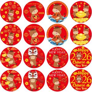ELLZK Chinese New Year Candy Stickers for Chinese Lunar New Year Decorations 2026 Year of the Horse Round Candy Sticker Favors - Labels Fit Chocolate Candy