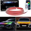 JMTBNO 94 Inch Car Hood Lights Strip, Universal Multicolor Exterior Dynamic Car LED Hood Light with Fuse Flexible & Waterproof Daytime Running Light Strip for Cars SUVs Trucks Pickup