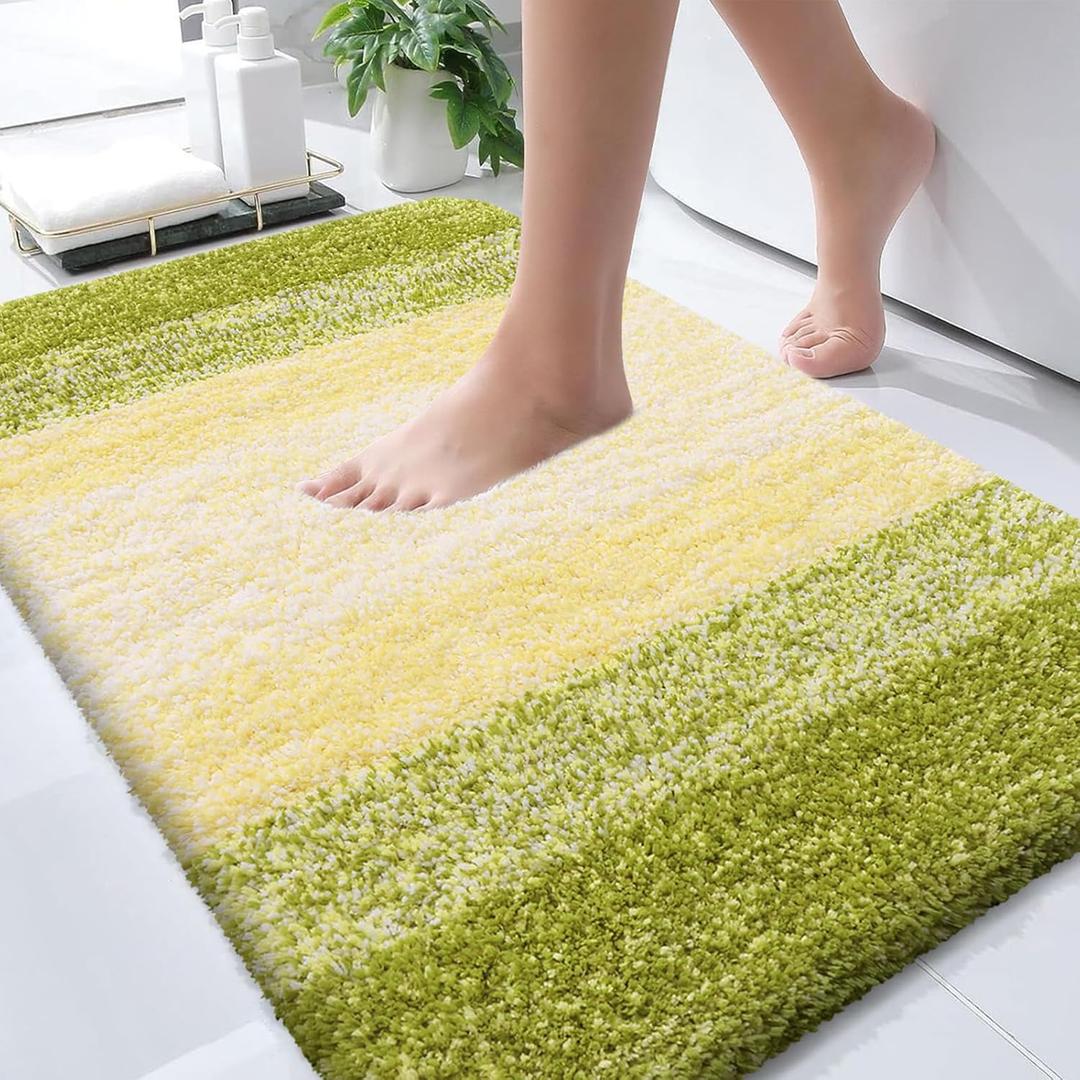 OLANLY Bathroom Rugs Mat 30x20, Extra Soft Absorbent Microfiber Bath Rugs, Rubber Backing, Quick Dry, Machine Washable Bath Mats for Bathroom Floor, Tub and Shower, Home Decor Accessories, Olive Green