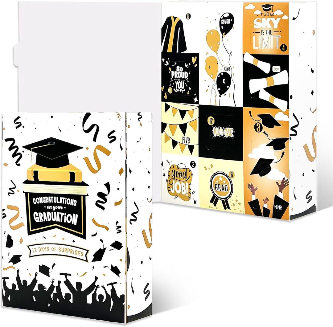 Graduation Advent Calendar 2026, 12 Days of Surprises Countdown Gift Box, Graduation Themed Empty Fillable Box for Class of 2026 Grads, Graduation Party Decorations