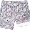 SURF CUZ Mens Swim Trunks with Compression Liner Swim Shorts 7" Swimming Trunks Stretch 7 Inch Swim Suits Quick Dry M/L