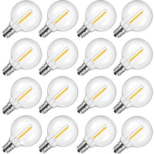 G40 Led Replacement Light Bulbs - E12 Screw Candelabra Base 24V Shatterproof Warm White Small Globe Light Bulbs Equvalent to 5 Watt for Outdoor Patio String Lights Porch Decor 15 Pack