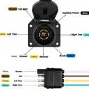 Siziviki Universal 4-Way Flat to 7-Way RV Blade Adapter Kit, 7 Pin Trailer Light Connector and 4 Pin Trailer Wiring Harness with Safety Bracket, Compatible with RV, Truck