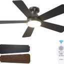 addlon Ceiling Fans with Lights, 42 Inch Low Profile Ceiling Fan with Light and Remote Control, Flush Mount, Reversible, 3CCT, Dimmable, Quiet, Black Small Ceiling Fan for Bedroom Indoor/Outdoor Use