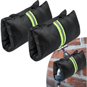 2Pcs Outdoor Faucet Cover for Winter Freeze Protection Outside Insulated Spigot Socks Freeze Miser Reusable Hose Bib Cover Waterproof Water Faucet Insulation Wrap with Reflective Strip for Garden Yard (Green)